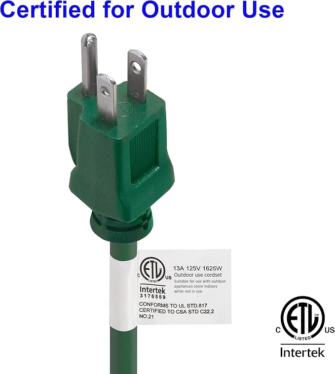 Clear Power 16 Gauge 3Prong Cords (16/3-3 Prong Grounded Plug, Green, 25 ft)