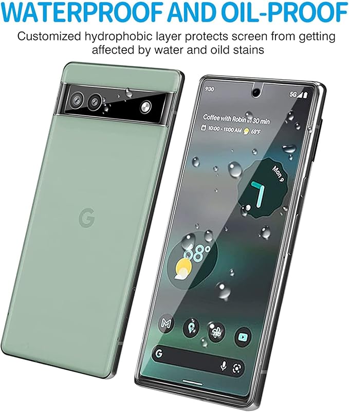 Glass Screen Protector for Google Pixel 6a 5G, 9H Tempered Glass, Fingerprint