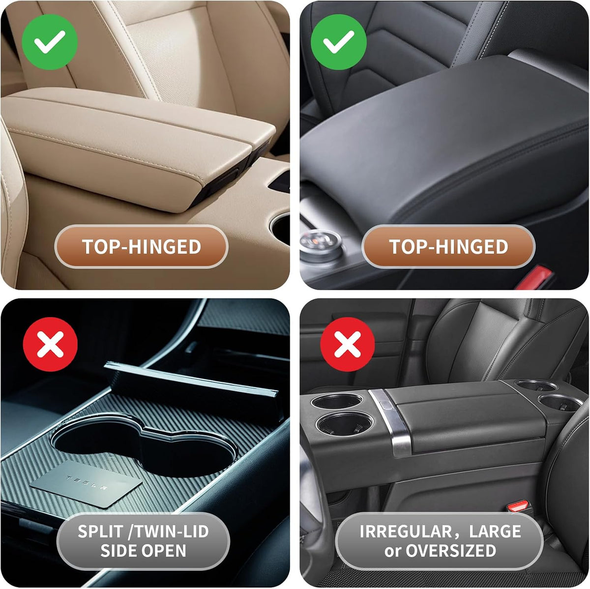 5-in-1 Universal Car Center Console Cover with Cup Holder, Black