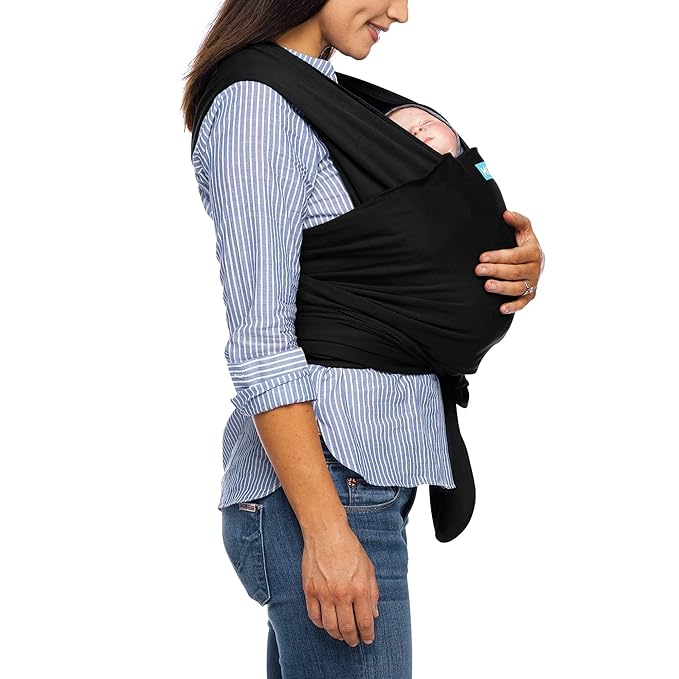 Moby Baby Wrap Carrier Evolution for Newborns to Toddlers (8-33lbs), Infant Sling Carrier, Lightweight & Hands Free Design, Adjustable for All Body Types, Baby Registry Gift (Black)