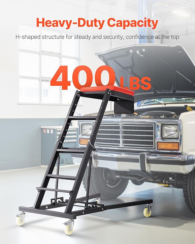 VEVOR Automotive Topside Creeper, 400 LBS Capacity High Creeper with 48" to 76" Adjustable Height, 4 Swivel Caster Wheels, Heavy Duty Automotive Engine Creeper, Ideal for Auto Repair and Maintenance