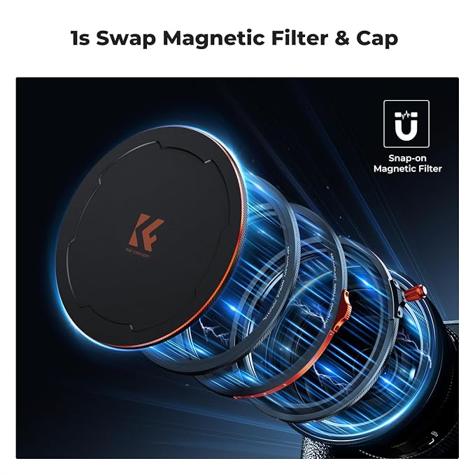 K&F CONCEPT 82mm Magnetic 1s Swap 5-Pack: CPL + VND2-32 + Black Diffusion 1/4 +