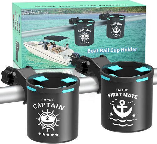Marine Boat Rail Cup Holder - No Drill Installation for Bimini Top | Perfect Gift for Boat Lovers