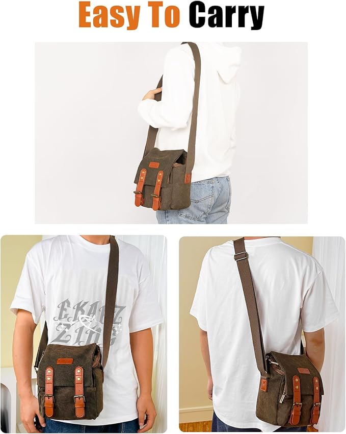 CADeN Compact Camera Bag Case Canvas Leather Trim Compatible