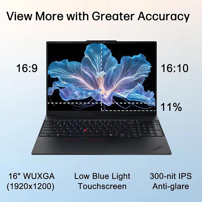 Lenovo ThinkPad E16, 16" Touchscreen, AMD Ryzen 7 250, 32GB DDR5, 1TB SSD | Business AI PC Laptop, FHD+ Anti-Glare, > Intel Ultra 7 155U, Numeric Keypad, IR Webcam, Thunderbolt 4, Ethernet, Win 11 Pro