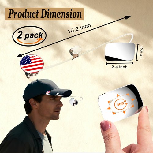 Ball Cap Rear View Bike Mirror,Enhanced Cycling Hat Mirrors,Cycling Gear Rowing Lightweight,Wheelchair Monitor (Right 2 Pack A)