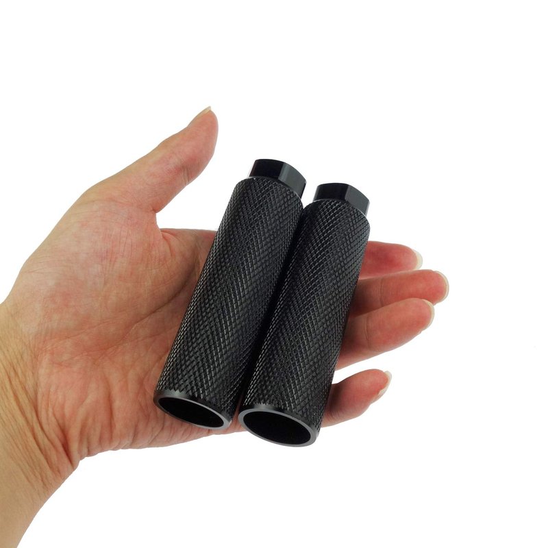 Zelerdo 2 Pairs Aluminum Alloy Bike Pegs for Mountain Bike Cycling Rear Stunt Pegs Fit 3/8 inch Axles (Pure black,100x28 mm)