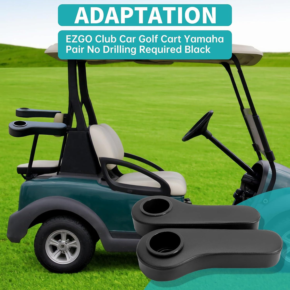 ECOTRIC Golf Cart Rear Seat Arm Rest Compatible with EZGO Club Car Yamaha