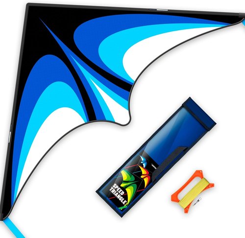 Delta Kite Set - Easy Launch for Kids & Adults | Perfect for Beach & Park Activities - Speed Triangle, Blue