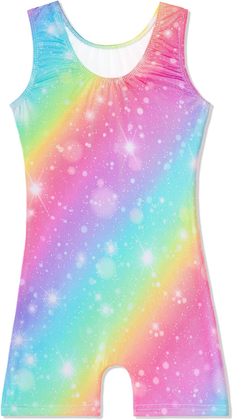 Skiennix Leotards for Girls - Shiny Mermaid Unicorn Design | Toddler Dance Wear in Blue & Hot Pink