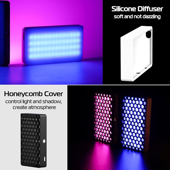 ULANZI LT002 RGB Video Light, Portable LED Camera Light Panel 0-360 Full Color