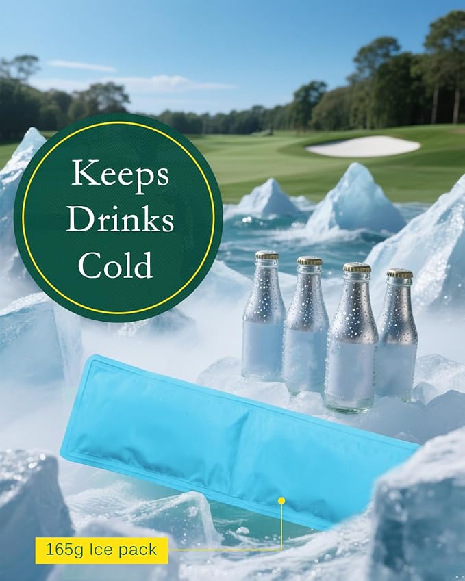 Golf Cooler Bag with Ice Packs - Golf Gifts for Men Fits in Golf Bags Golf Accessories Fathers Day Dad Gifts from Daughter Son Wife - Keeps 6 Beer Cans or 2 Wine Bottles Cold for Hours