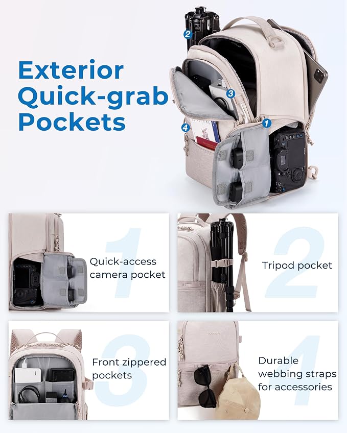 BAGSMART Camera Backpack, DSLR SLR Small Camera Bags