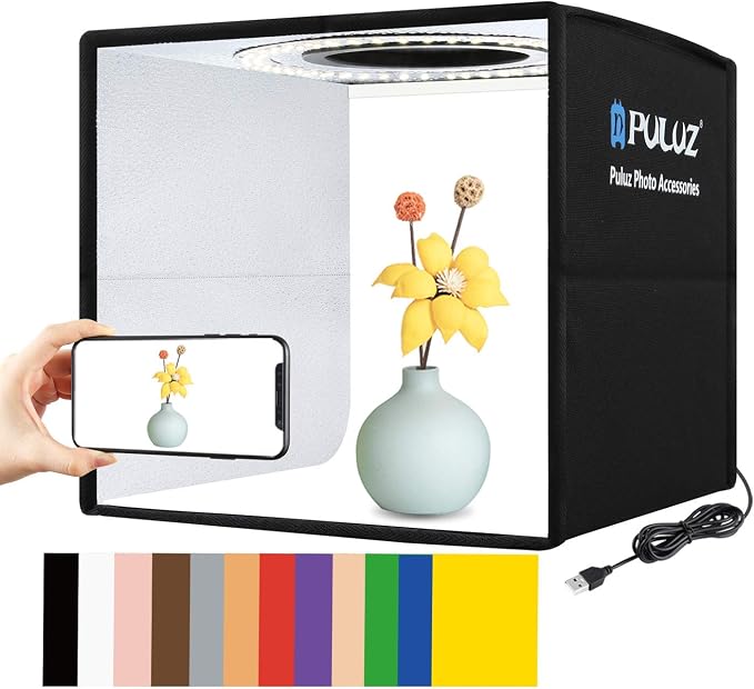 Foldable Photo Box Portable Studio Kit 12 Background Colors LED Dimmable