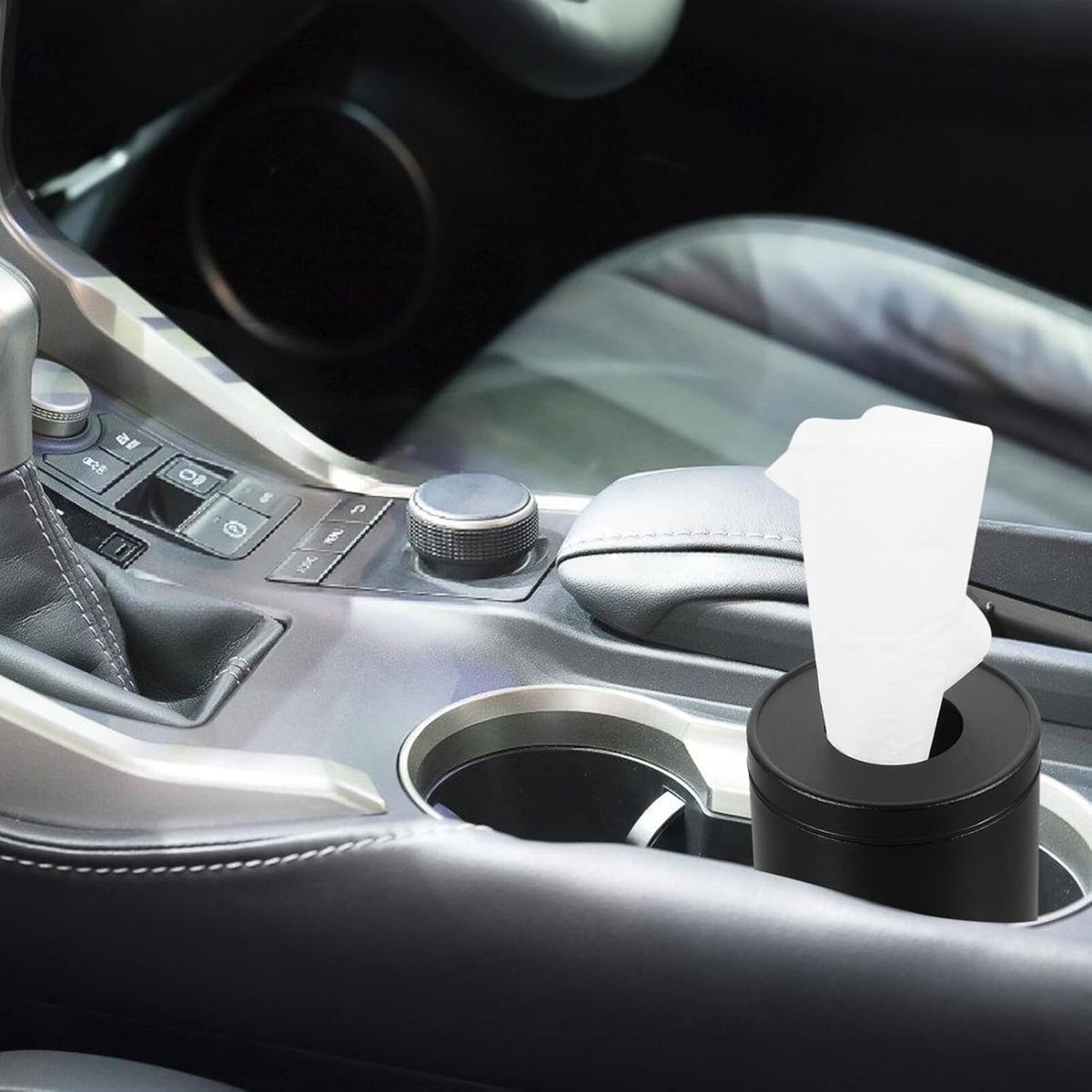 Car Tissue Holder Round Tissue Box for Car Refillable Dispenser Compact Interior Organizer for Quick Access 6.29 X 2.67 X 2.67 in 1 Holder 1 Bag