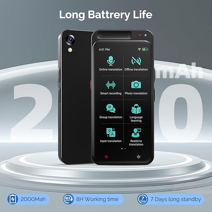 Language Translator Device No WiFi Needed, Two-Way Real Time Translator Device