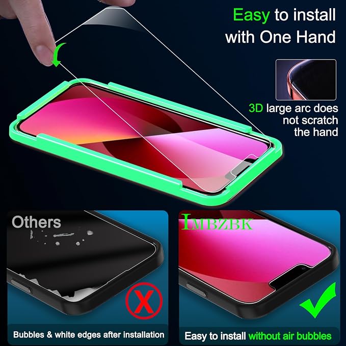 IMBZBK 3 Pack Screen Protector for iPhone 13 Tempered Glass