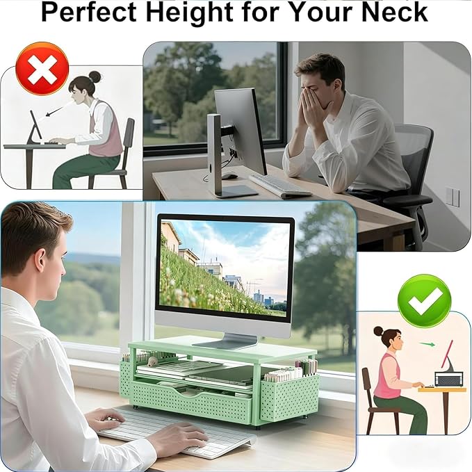 Spacrea Desk Organizer and Accessories, Computer Monitor Stand Riser