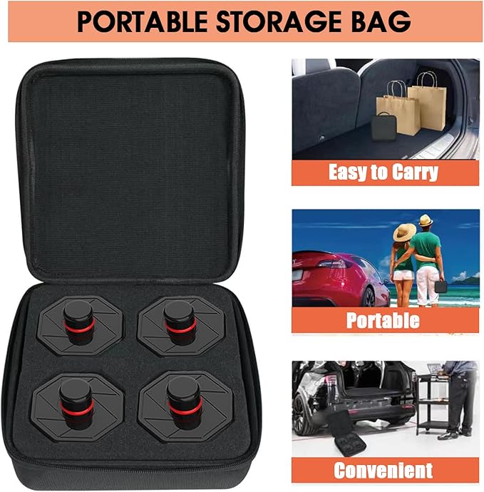 TCE Lifting Jack Pads for Tesla Model Y/S/3/X:Non-Slip Jack Pucks Tesla Accessories for Battery & Chassis Protection,4 Packs with a Storage Case,ATSLS001U
