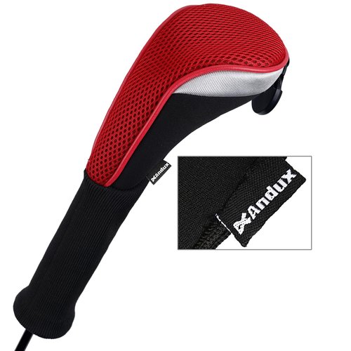 Andux 2pcs/Pack Long Neck Golf Hybrid Club Head Covers Interchangeable No. Tag CTMT-02 Red
