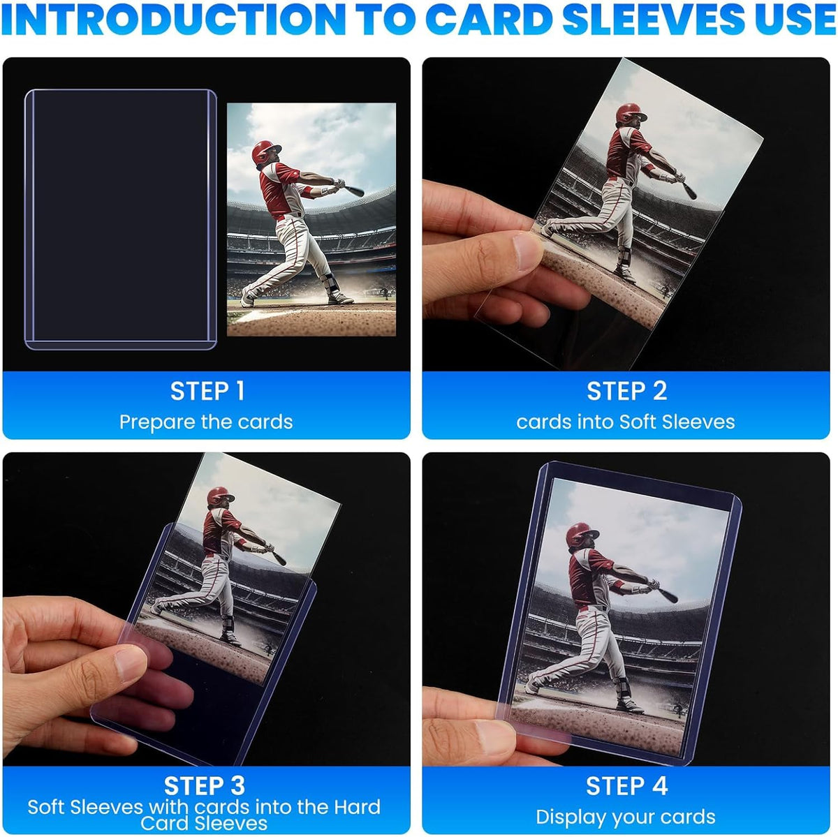 Skiennix 800 Card Sleeves - Durable 3" x 4" Hard Plastic Toploaders with 400 Penny Sleeves for Sports Cards