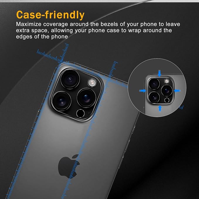 3 Pack Camera Lens Protector for iPhone 16 Pro/16 Pro Max, Tempered Glass