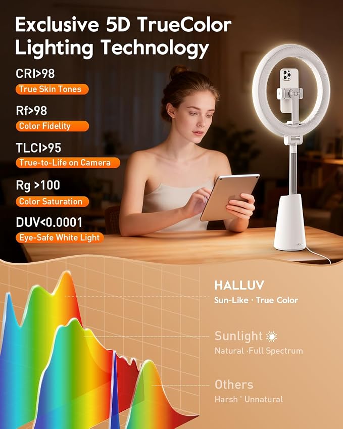 Ring Light for Makeup and Video Recording, Touch Control, Dimmable LED Selfie