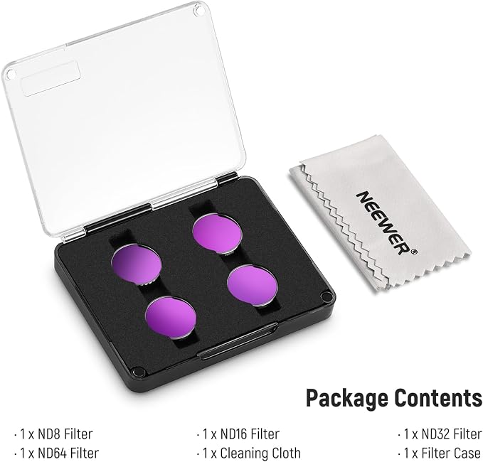 NEEWER GO 3S ND Filter Set, ND8 ND16 ND32 ND64 Neutral Density Lens Filter