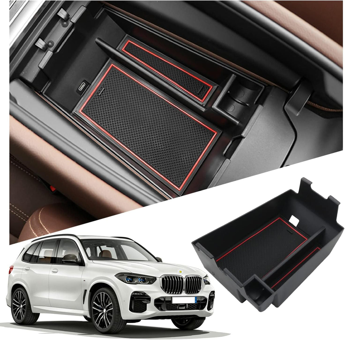 Ruiya 2026 BMW X5/X6/X7 Center Console Organizer for BMW X5/X6/X7 2026 Accessories ABS Middle Console Organizer Compatible with 2020-2026 BMW X5 G05 | BMW X6 G06 | BMW X7 G07 2021-2026 Accessories
