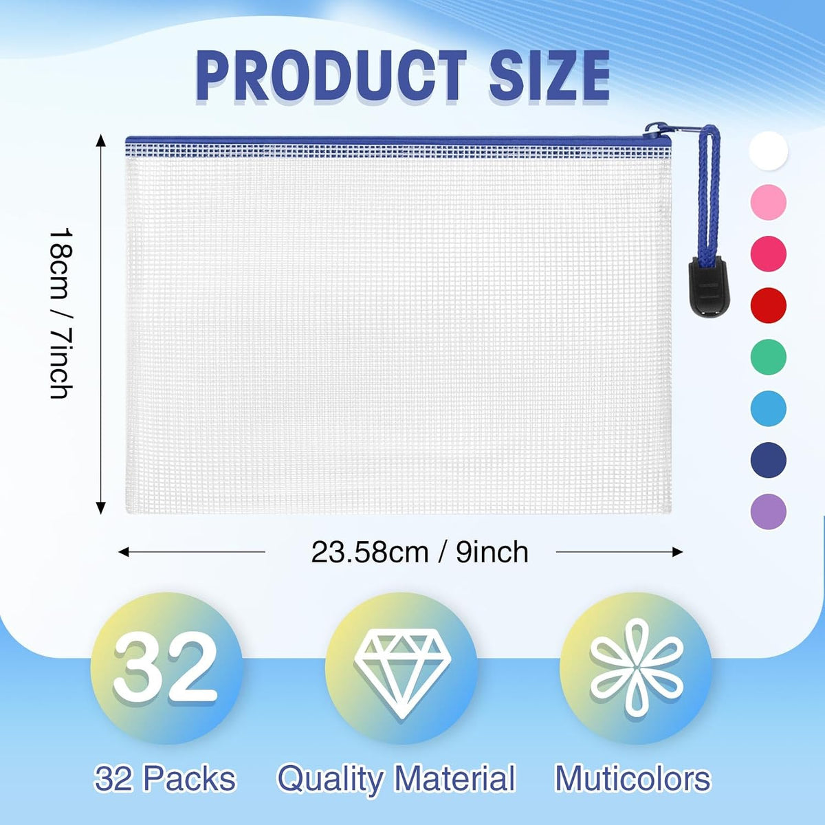 Jetec 32 Mesh Zipper Bags Bikini, Classic Color, 9 x 7 Inch, 32 Pcs