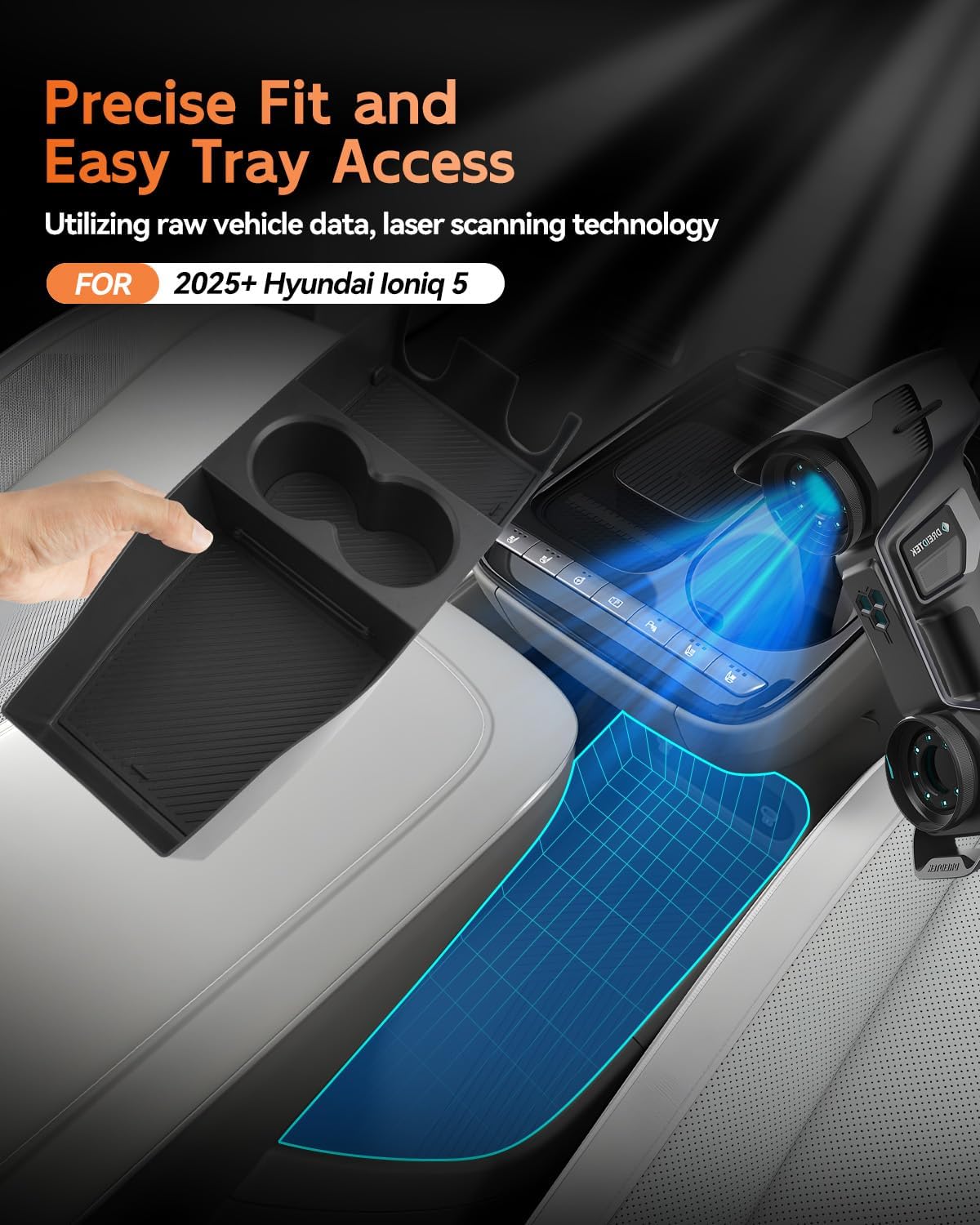 CDEFG for 2025 2026 Hyundai Ioniq 5 Lower Console Cup Holder Tray - Under Center Console Organizer Accessories - NOT for IONIQ 5 N