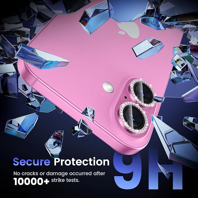 Tensea for iPhone 16 / iPhone 16 Plus Camera Lens Protector, 9H Tempered Glass