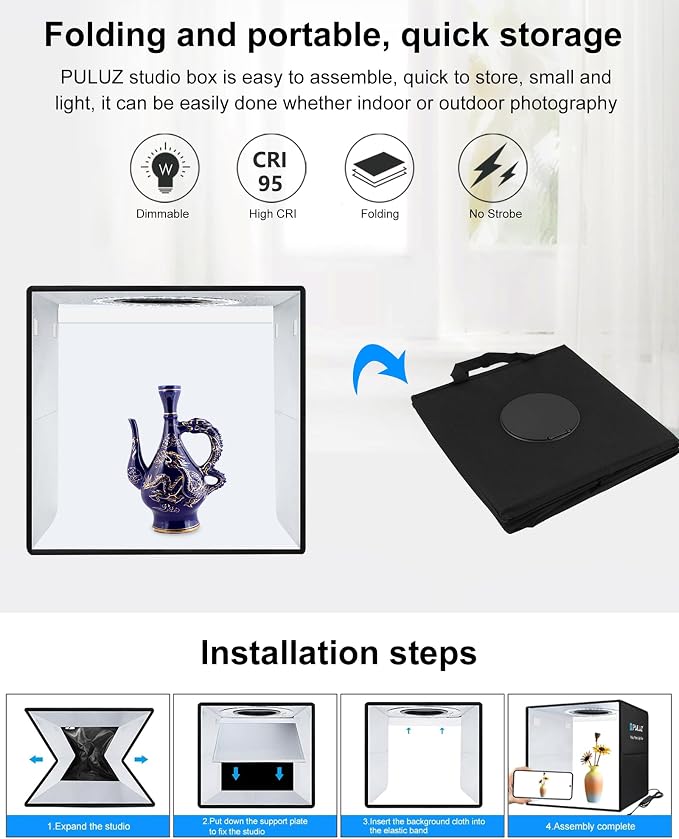 PULUZ Foldable Photo Studio Light Box 30x30x30cm Portable Mini Shooting Tent Kit