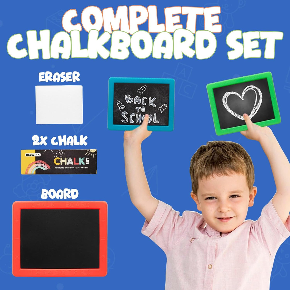 Skiennix Mini Chalkboard Set - Pack of 24 with 2 Chalk Sticks & Eraser | Perfect Birthday Party Favors for Kids