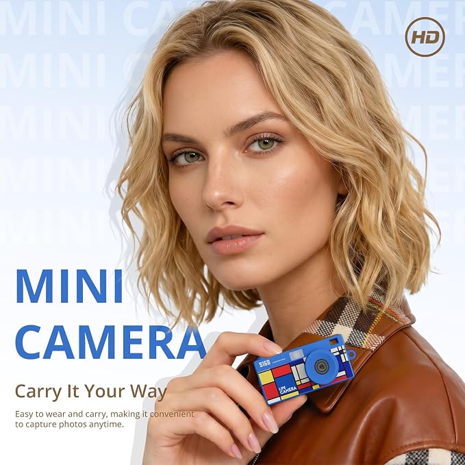 Mini Keychain Digital Camera, 1440P Video, 2MP Photos, 16GB Card, Type C