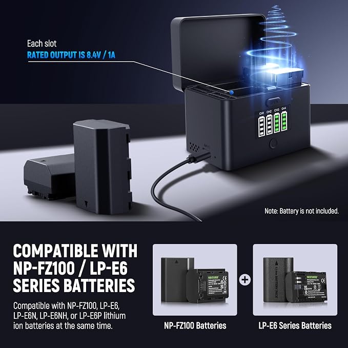 NEEWER NW-ZP4 2in1 Four Channel USB Camera Battery Charger