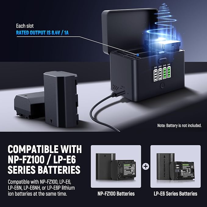 NEEWER 2 in 1 Four Channel USB Battery Charger