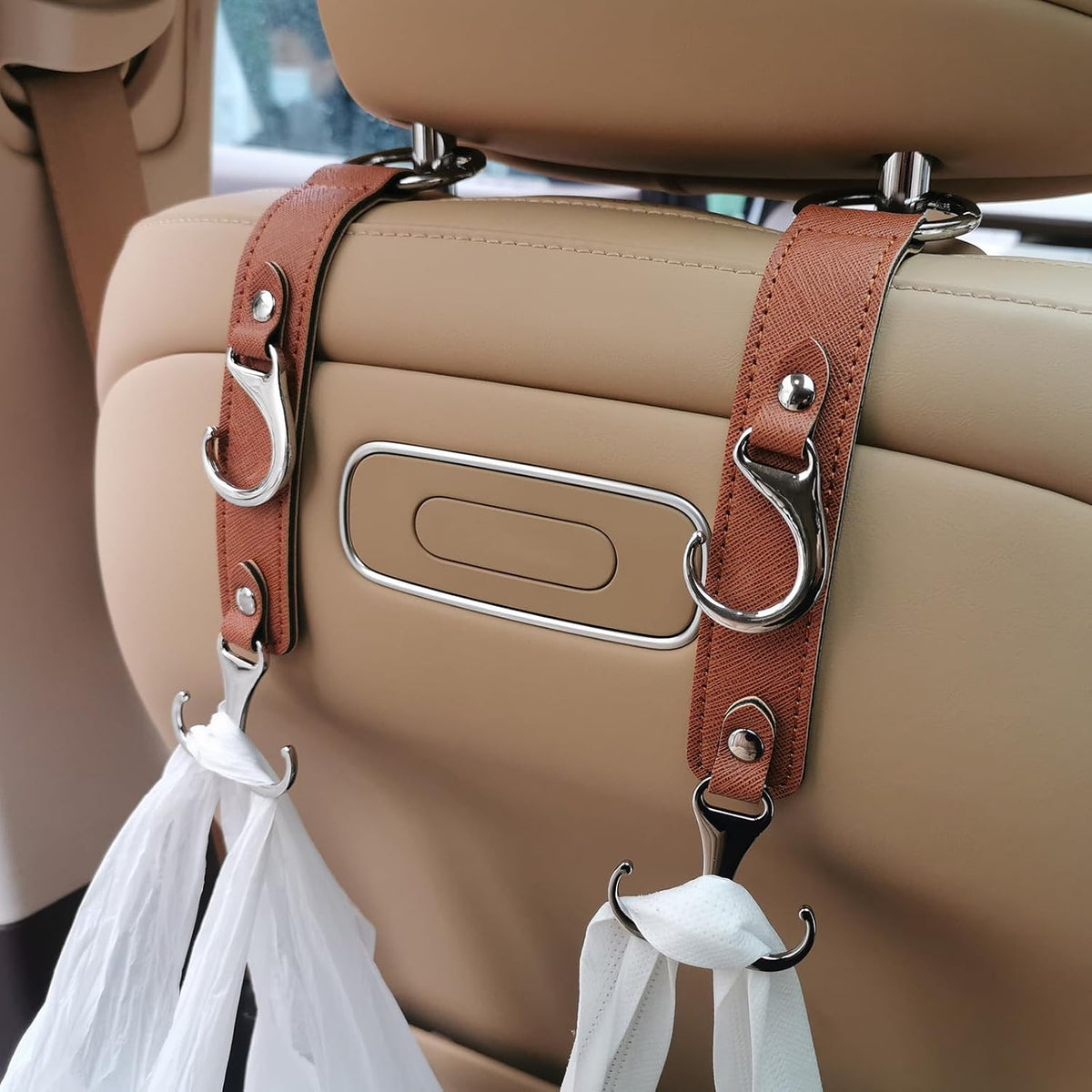 Car Headrest Hook Faux Leather Hanger Purse Bag Holder Purse Hook