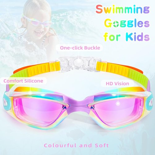 Freela Kids Swim Goggles - Anti-Fog, UV Protection, Leak-Proof | 2-Pack for Ages 3-14