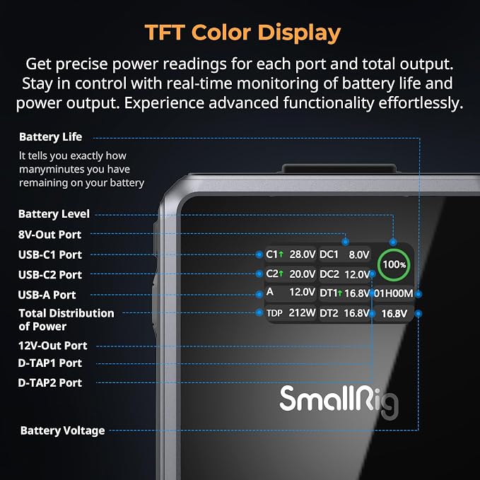 SMALLRIG V Mount Battery VB212, 212Wh / 14400mAh V Mount Battery