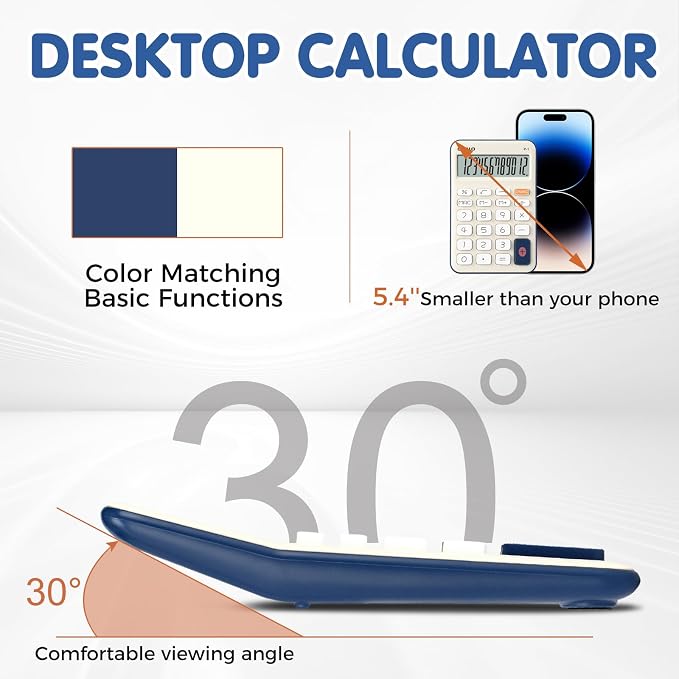 Pendancy Small Desk Calculator Cute, 12 Digit LCD Display, Basic Function