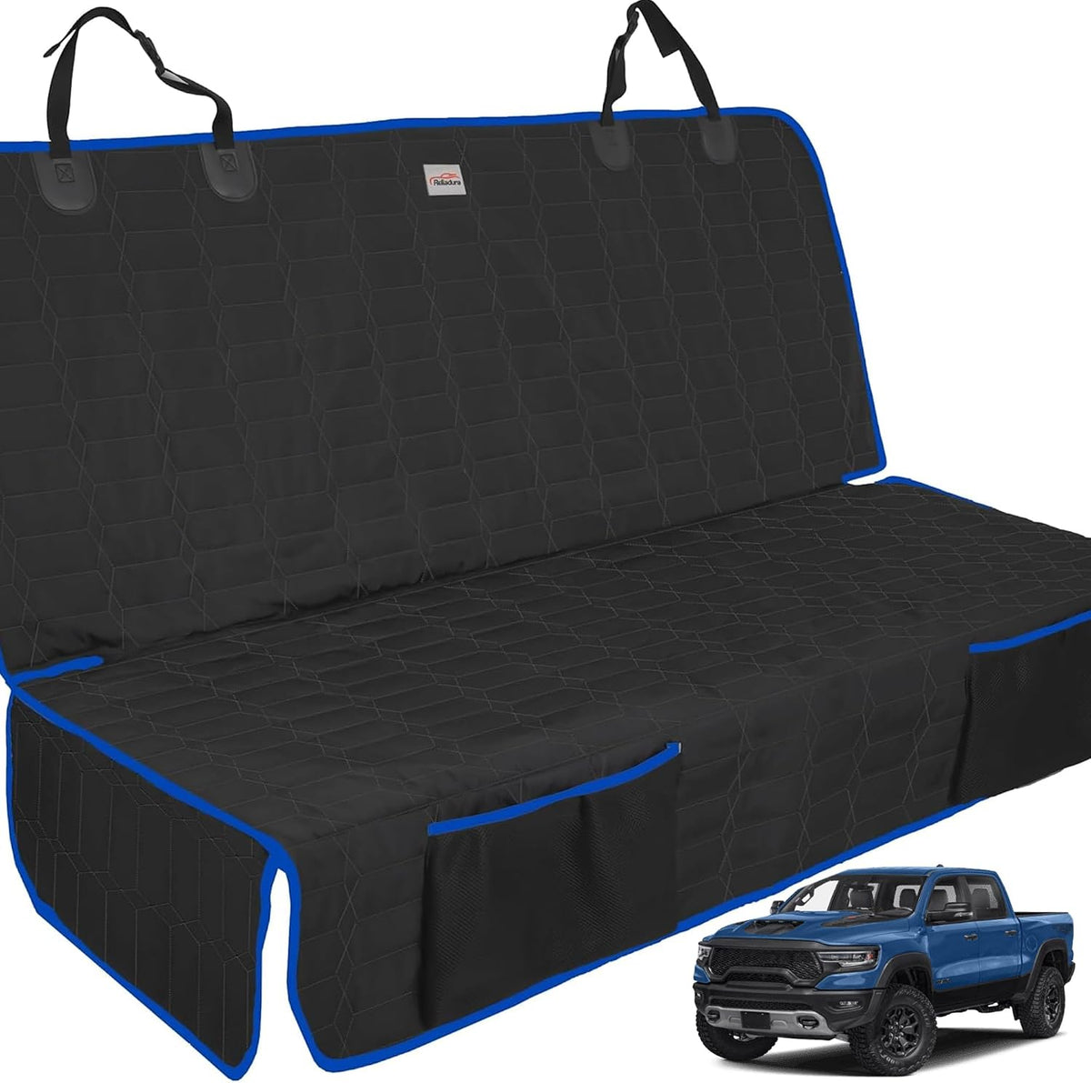Reliadura Dog Hammock for Truck,Dog Car Seat Cover for Back Seat, Waterproof Seat Cover for Trucks with Mesh Window,Backseat Cover for Dogs in Car for F150/RAM1500/Sierra/Silverado