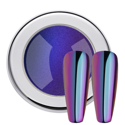 Prettydiva Chameleon Chrome Nail Powder - Indigo Color Shifting Nail Powder With Multi Chrome Powders Mirror Nail Pigment, Magic