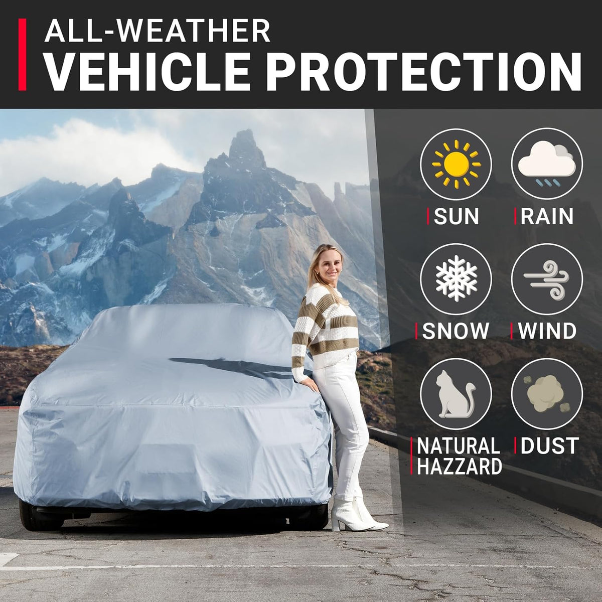 iCarCover Premium Car Cover for 1956-1957 Ford Thunderbird Heavy Duty Waterproof All-Weather Automobiles Custom Fit Indoor Outdoor UV Snow Protection Covers with Straps and Bag
