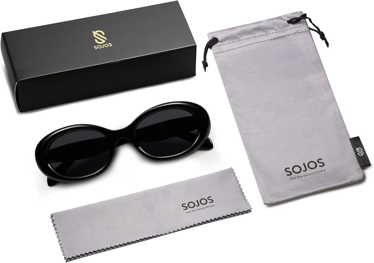 SOJOS Polarized Retro Oval Sunglasses - 90s Vintage Style with UV400 Protection | Unisex Tiny Frames
