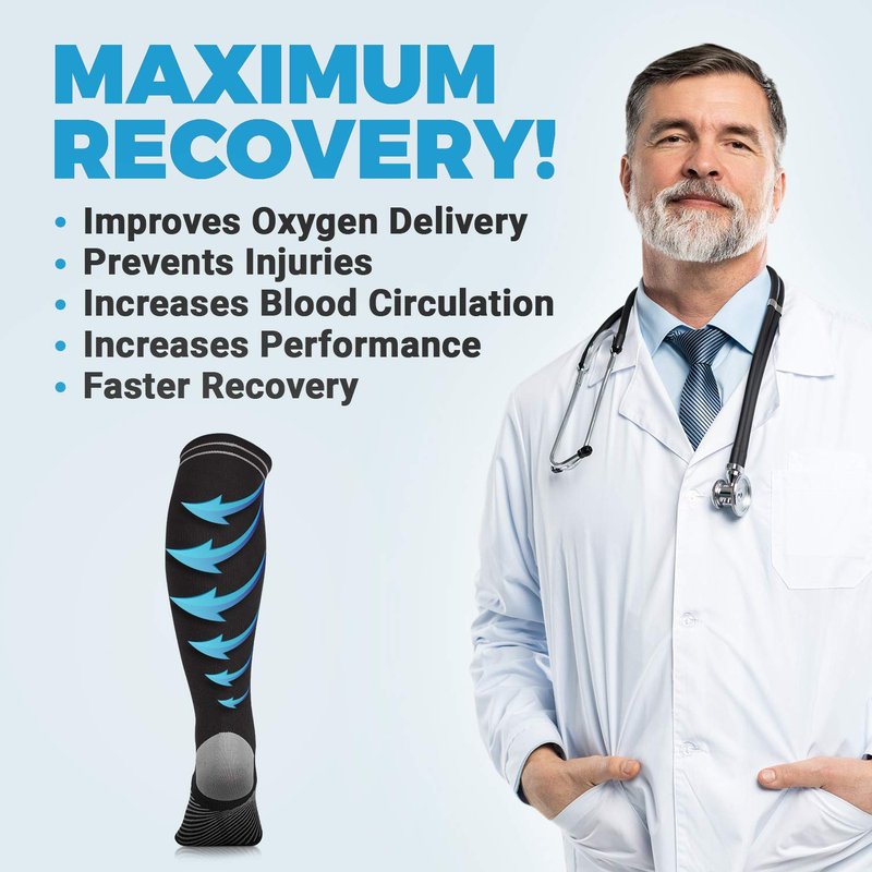 POWERLIX Compression Socks for Women & Men (Pair) for Neuropathy Swelling Pain Relief 20-30 mmHg Medical Knee-high Stockings