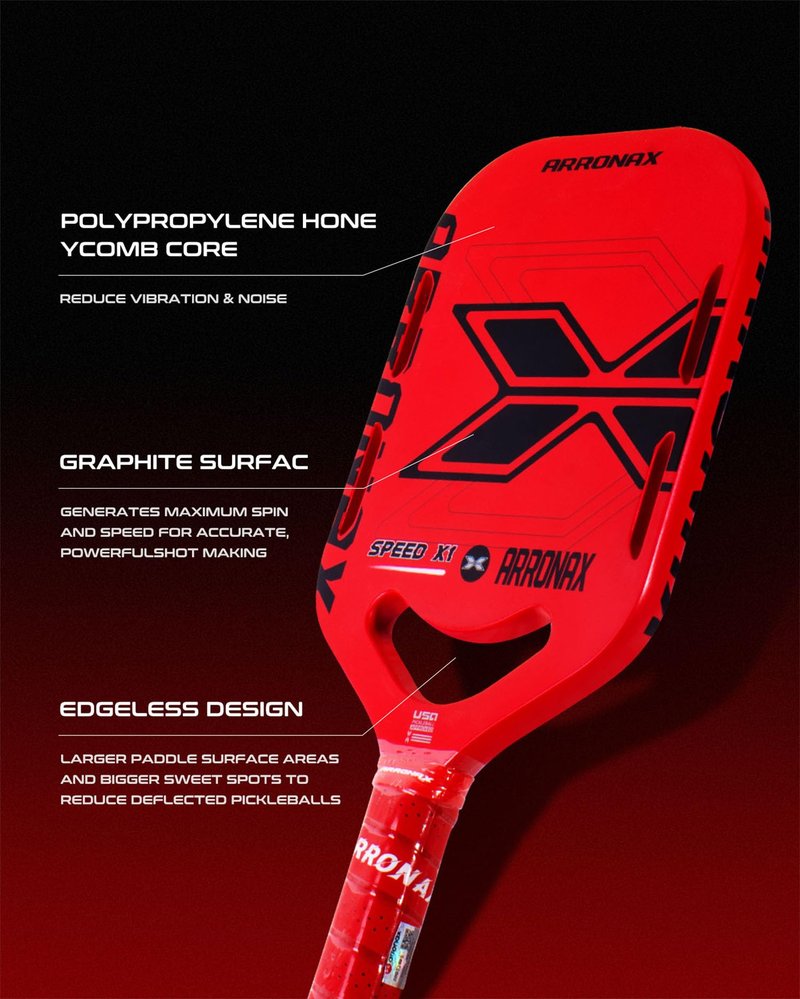 Pickleball Paddles, Carbon Fiber Pickleball Paddle with Paddles Cover, Aerodynamic Openpickleball Paddle, Pickle Ball Pellet Painted Edgeless Style (ARX1-Rose red)