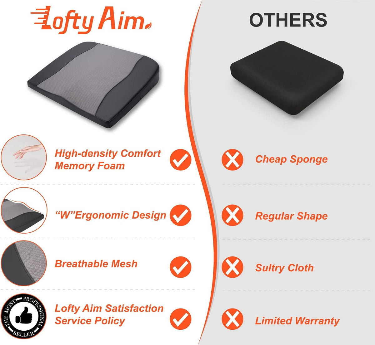 Lofty Aim Car Seat Cushion, Memory Foam Car Seat Cushions for Long Driving