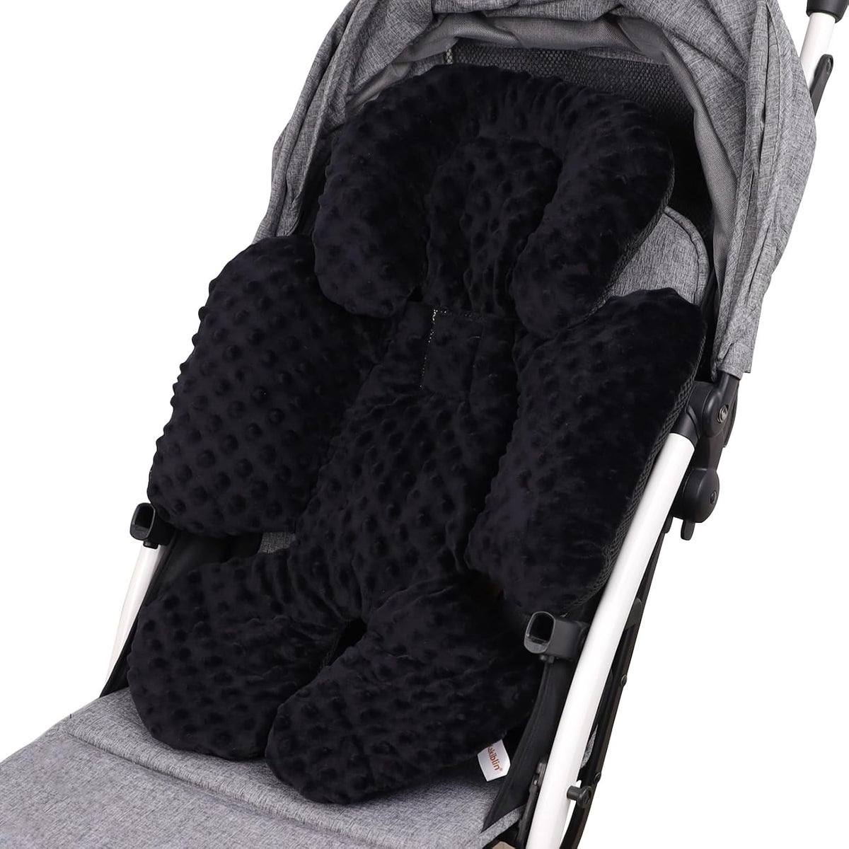 KAKIBLIN Infant Car Seat Insert, Baby Carseat Head & Body Support for Newborn, 2-in-1 Reversible Baby Car Seat Cushion, Soft Stroller Cushion Insert for Car Seats, Bouncer, Strollers, Swing (Black)