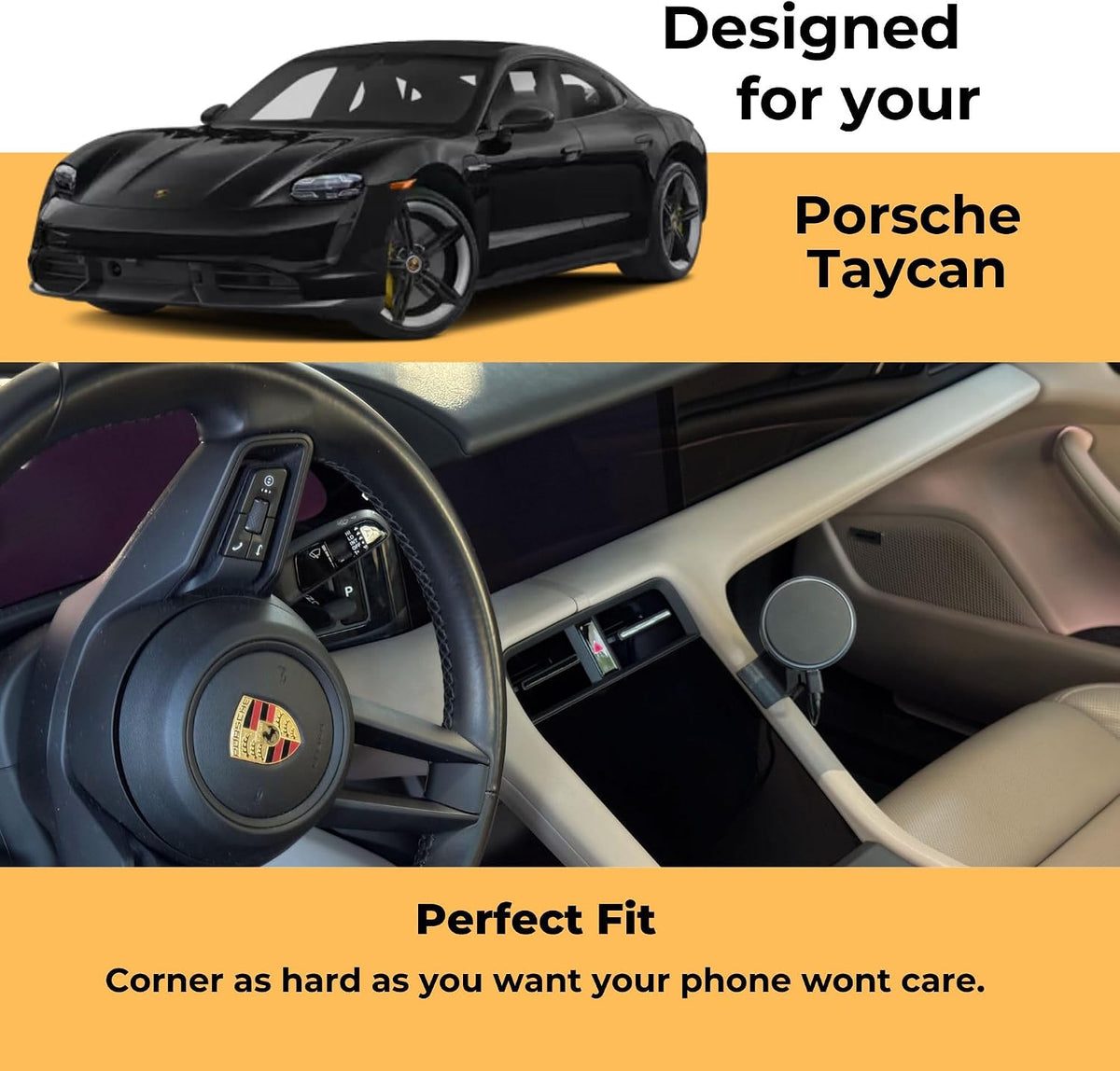 Phone Mount for Porsche Taycan (MagSafe Compatible/Wireless Charging)